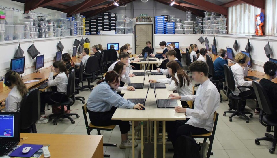 School kids in the IT class room at the Gymnasium No 24 in Arkhangelsk.