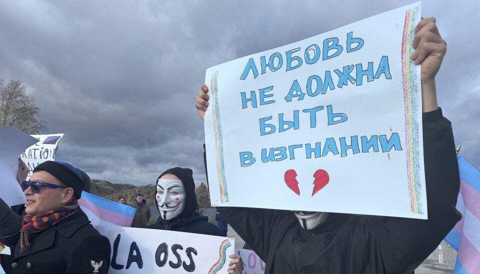 Rally at the Norwegian-Russian border during the Barents Pride festival. 'Love should not be in exile,' one of the posters said.