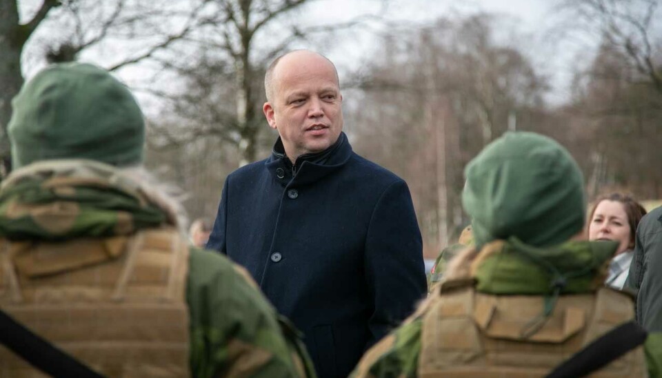 Norwegian Finance Minister Trygve Slagsvold Vedum plans to boost spending on defence in 2025, but allocations to Ukraine could be less than in 2024. Here during a visit to a Home Guard unit.