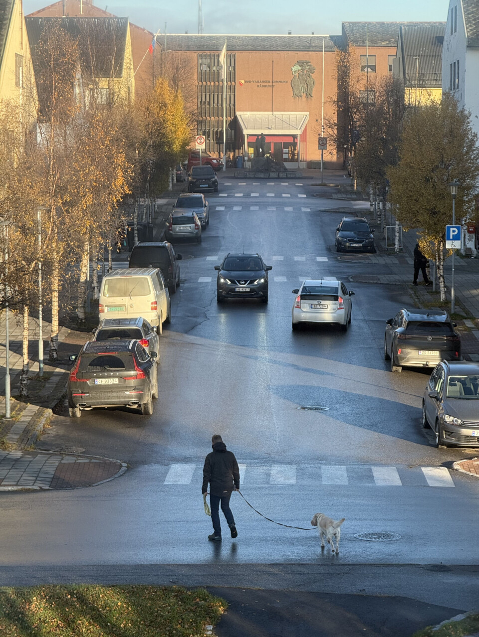 Nikolai Konygin walked his dog Tuesday morning in Kirkenes.