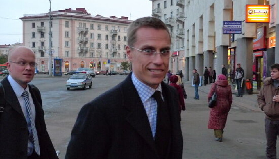 Finland's foreign minister Alexander Stubb arrives in Murmansk in October 2009 for the Barents Council meeting and Murmansk Economical Forum.