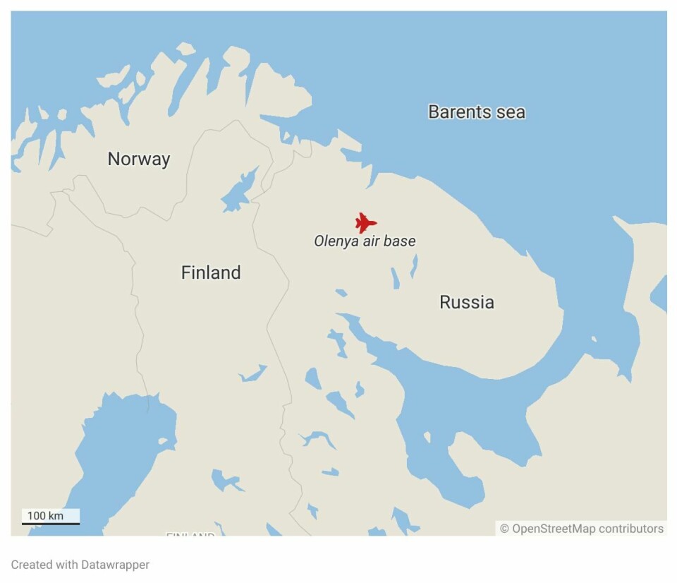 Olenya air base is some 100 km south of Murmansk.