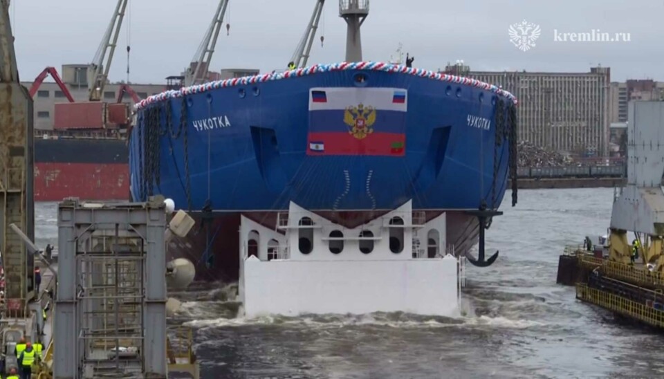 Icebreaker Chukotka is launched at the Baltic Yard in St.Petersburg.
