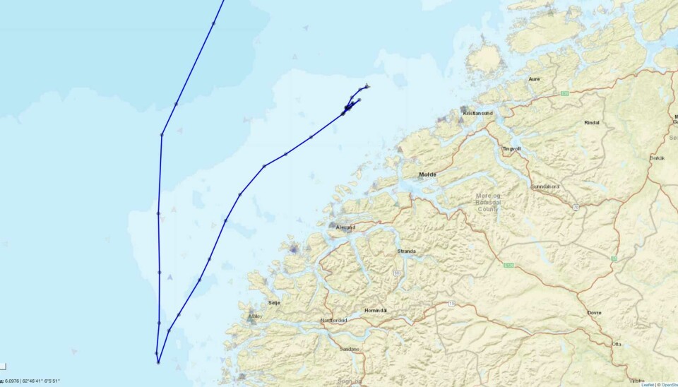 The Ocean 28 set out from the Chinese port of Zhangjiagang in late September and sailed the Northern Sea Route before it in late November made it into Norwegian waters. On 25 November, the ship made a sharp turn and sailed northwards to waters near the Nyhamna gas hub.