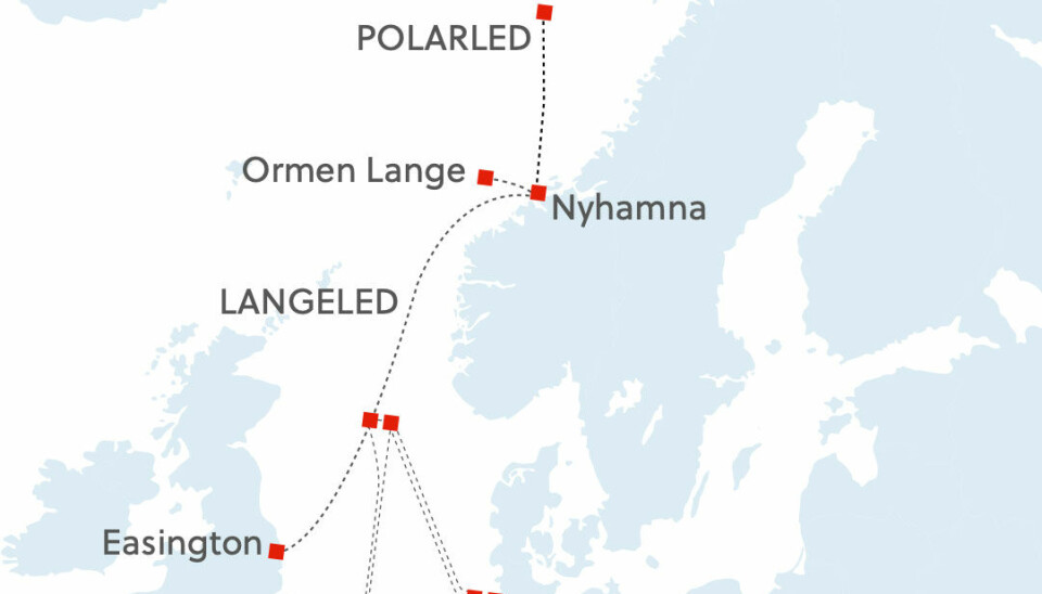 A 1,166 km long pipeline connects Nyhamna and Easington.
