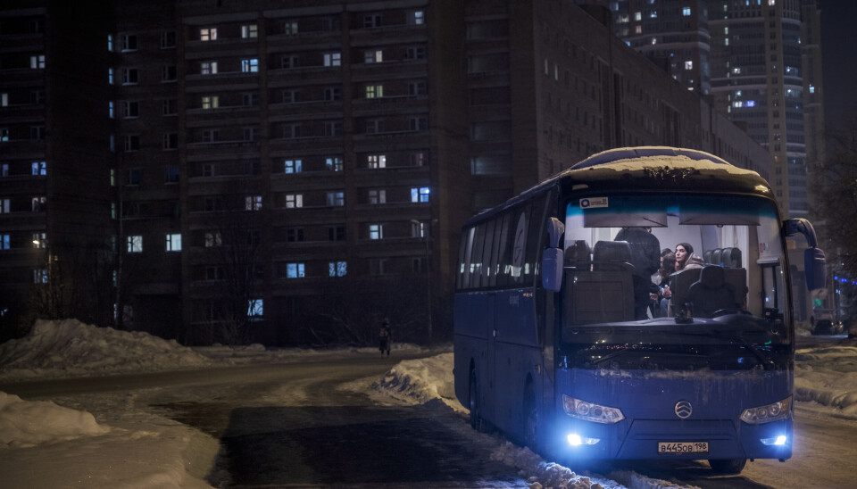 Bus in the St Petersburg suburbs, where activists helped HIV-positive people.