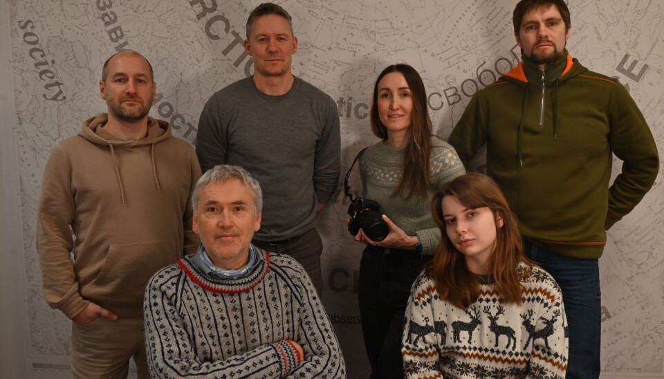 The Barents Observer team. From left: Denis Zagore, Thomas Nilsen, Atle Staalesen, Elizaveta Vereykina, Olesia Krivtsova and Georgii Chentemirov.
