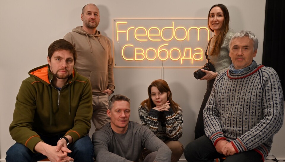 The team of journalists with the Barents Observer. From left: Georgii Chentemirov, Denis Zagore, Atle Staalesen, Olesia Krivtsova, Elizaveta Vereykina and Thomas Nilsen.
