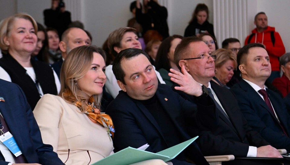Maria Lvova-Belova and Andrei Chibis at a conference on social orphanhood in Murmansk. Both sanctioned by the EU for involvement in abduction of Ukrainian children.