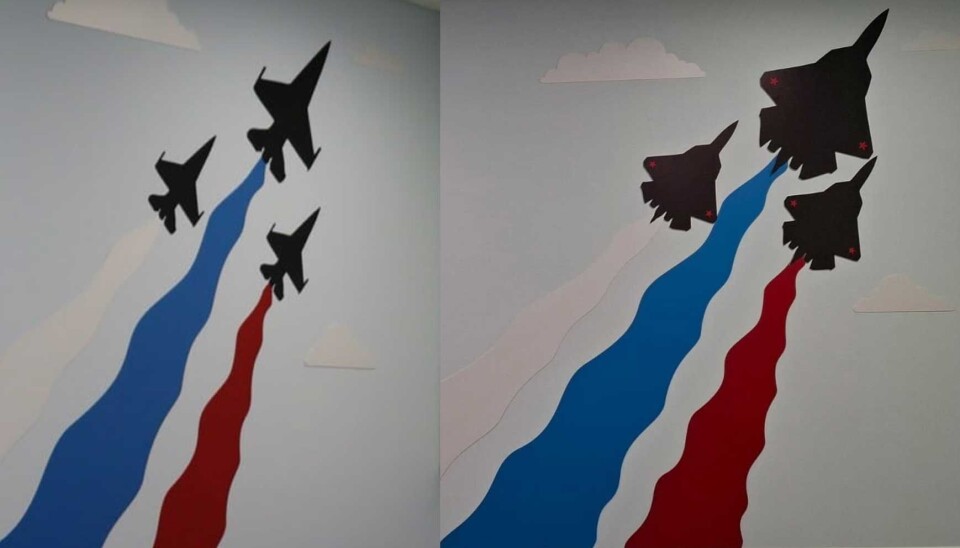 F-16 vs Su-57 on the walls of School No 5 in Pechenga.