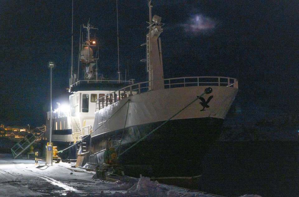 The Azurit fishing vessel stays in port. Båtsfjord is one of three harbours in northern Norway still open for Russian fishing vessels.