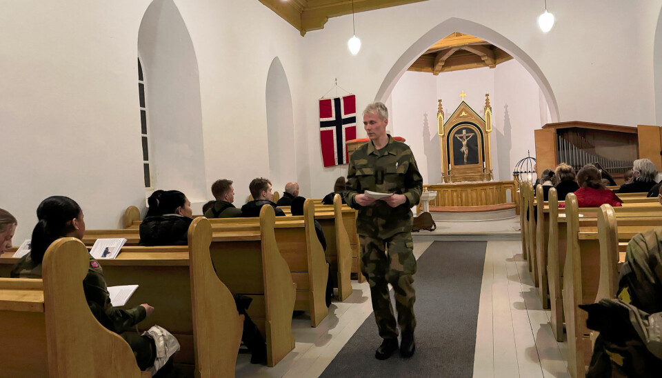 Gaute Norbye in the church in Grense Jakobselv.