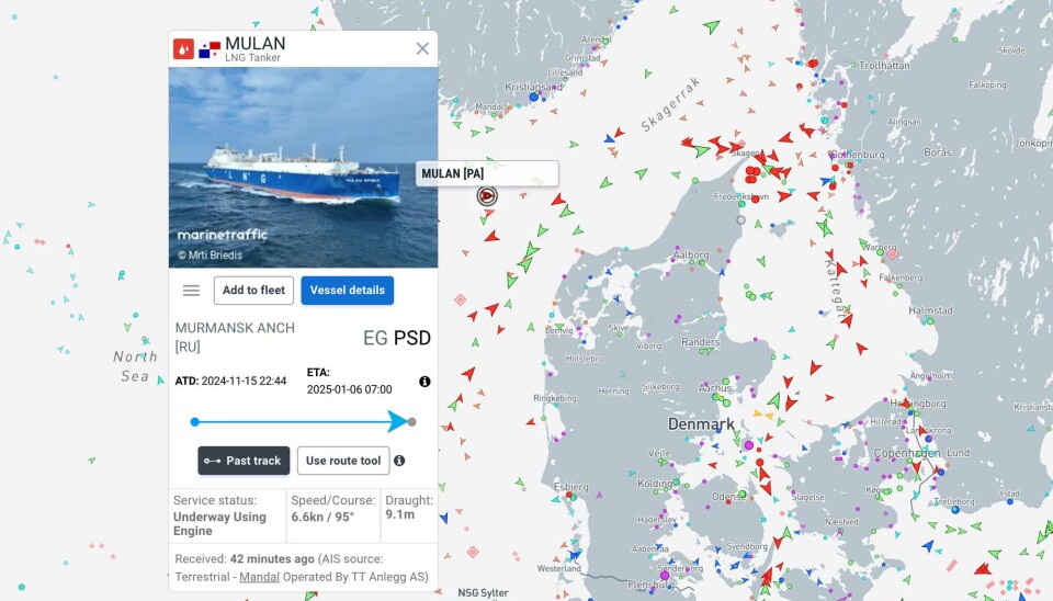 The Mulan has sailed back-and-forth in the North Sea following its transhipment of LNG in the Ura Bay, Kola Peninsula.