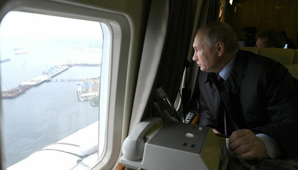 Putin came to have a look at the Lavna Port development in 2023. New US sanction now threaten to stall the huge infrastructure project.