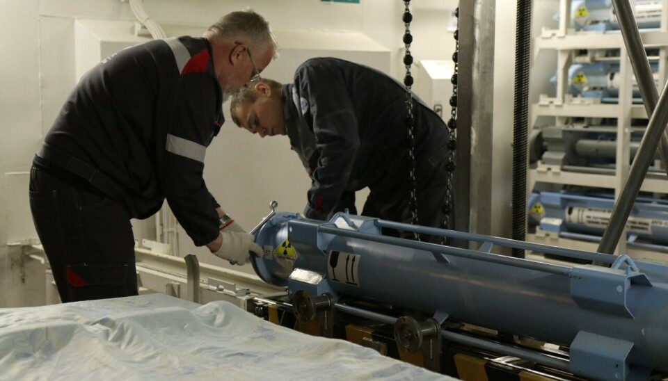 New uranium fuel elements are made ready before loaded into the KLT-40 reactor on Akademik Lomonosov.