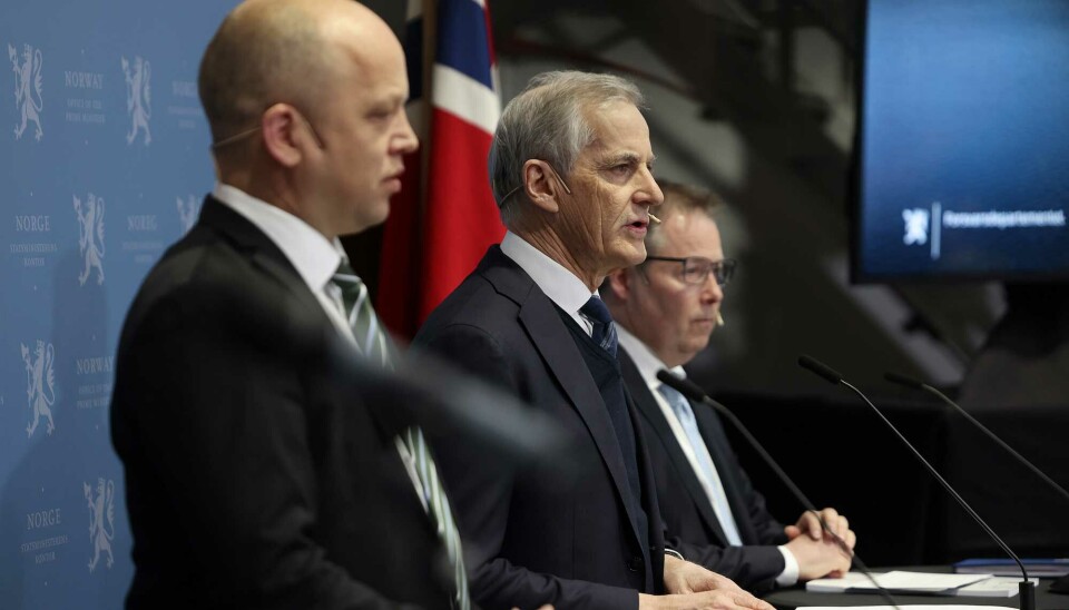 Trygve Slagsvold Vedum (left) and his Center Party is pulling out of government cooperation with PM Jonas Gahr Støre and his Labour Party.