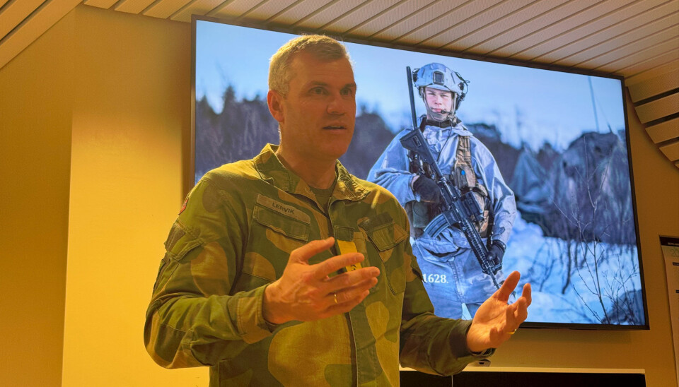 Chief of the Norwegian Army Major General Lars Lervik met locals at the town hall in Kirkenes.
