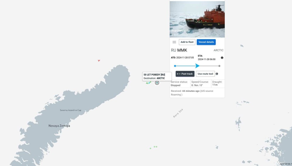 Nuclear icebreaker 50 Let Pobedy was several days in the northern parts of Kara Sea after the crash.