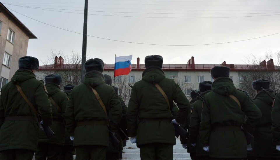 Soldiers from the 200th Motorised Rifle Brigade parading in the Pechenga region before the full-scale attack on Ukraine.