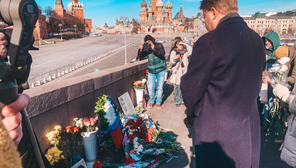 Nikolai Rybakov laid flowers at the site on the day marking the 10th anniversary of the brutal murder next to the Kremlin.