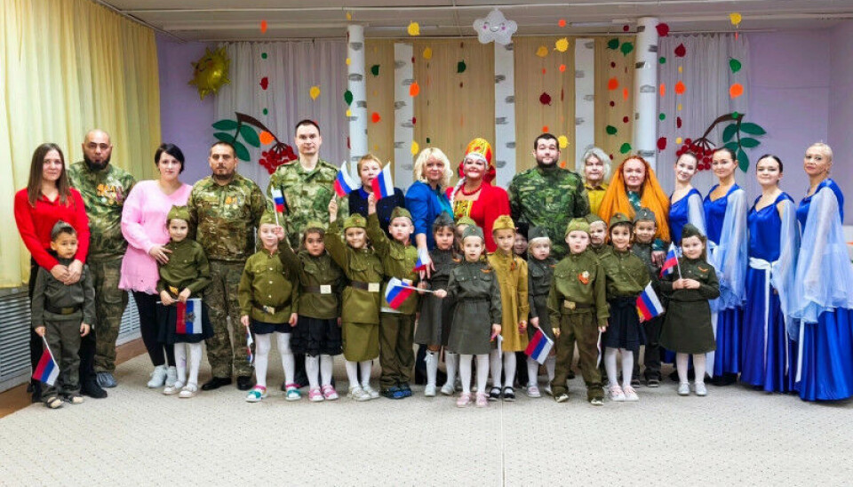 Militarisation of childhood: Kids are used to glorify military service. Here from a kindergarten in Nikel, near Russia's border with Norway.