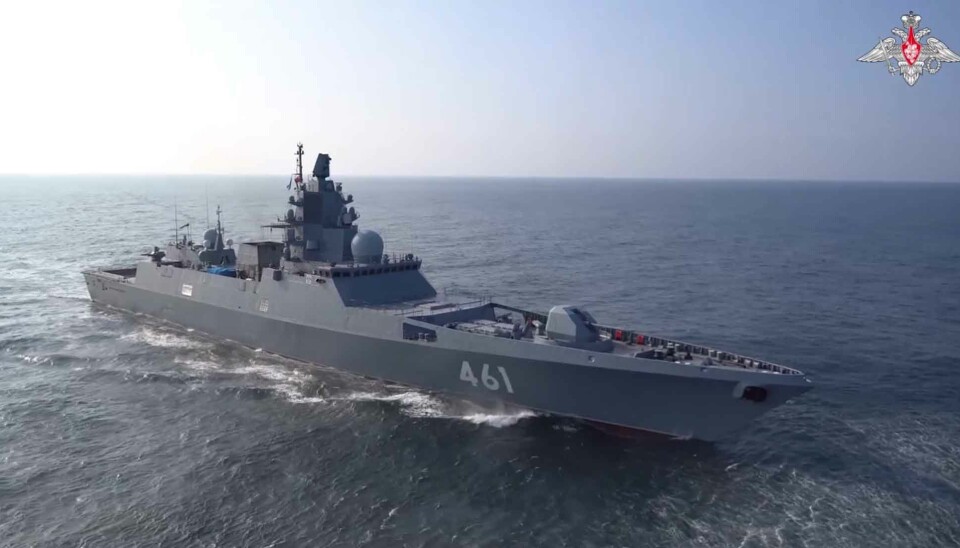 The Admiral Kasatonov sailing in the Barents Sea.