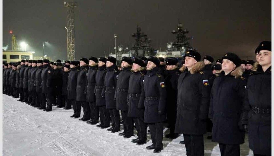 Russian sailors in the port of Northern Fleet headquarter Severomorsk.
