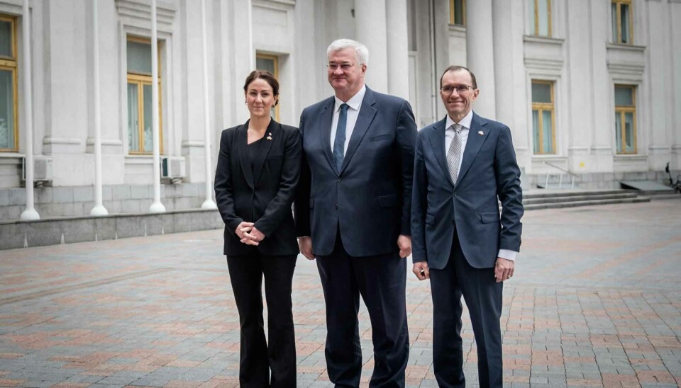 Norwegian Foreign Minister Espen Barth Eide (right) together with Ukrainian colleague Andrii Sybiha and government colleague Tonje Brenna.