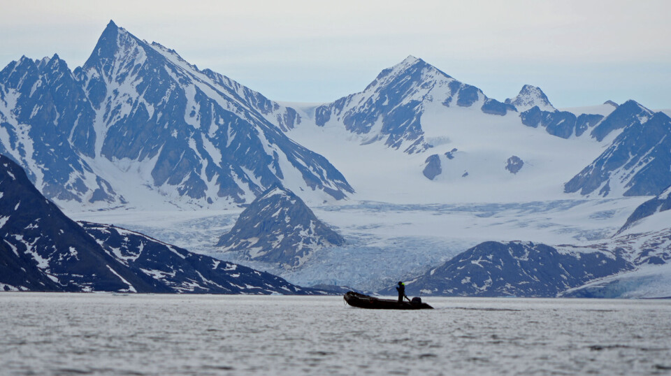 The Schei glacier at Nordvest-Spitsbergen National Park. About 60% (36 600 km2) of Svalbard's land is currently covered by glaciers.