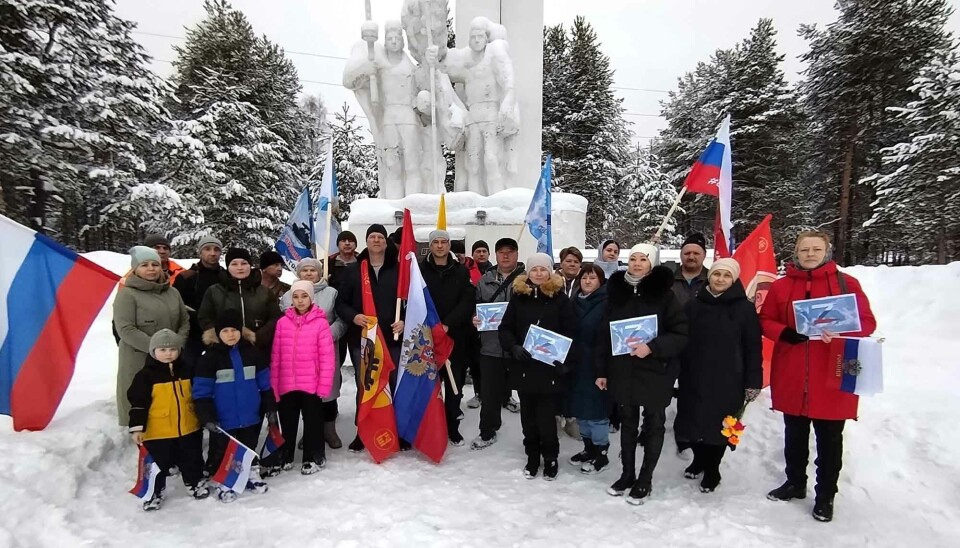 Pro-war activists in Pinega, Arkhangelsk region.