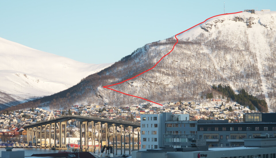 Sherpatrappa route seen from Tromsø city centre.