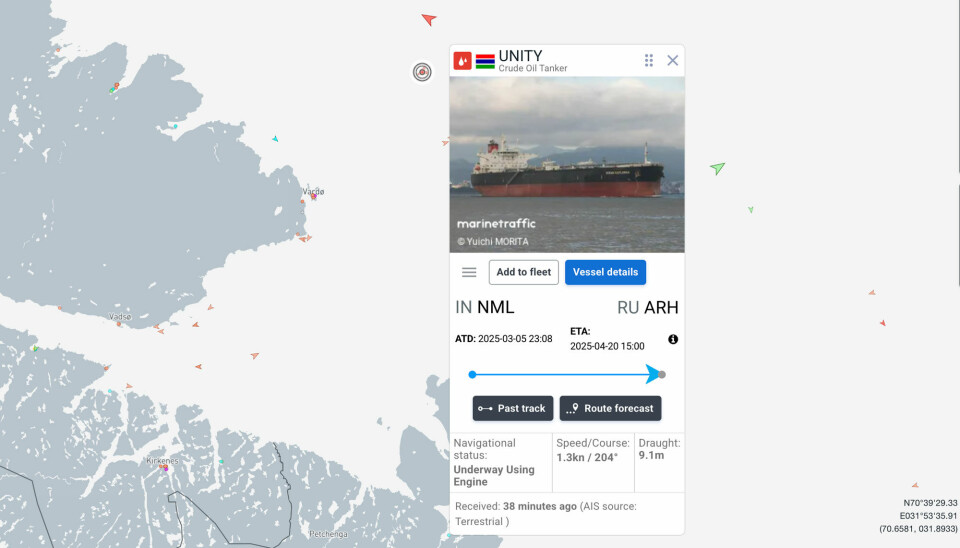 The Unity is sailing under the flag of Gambia. In January 2025, it lost engine power off the coast of France.