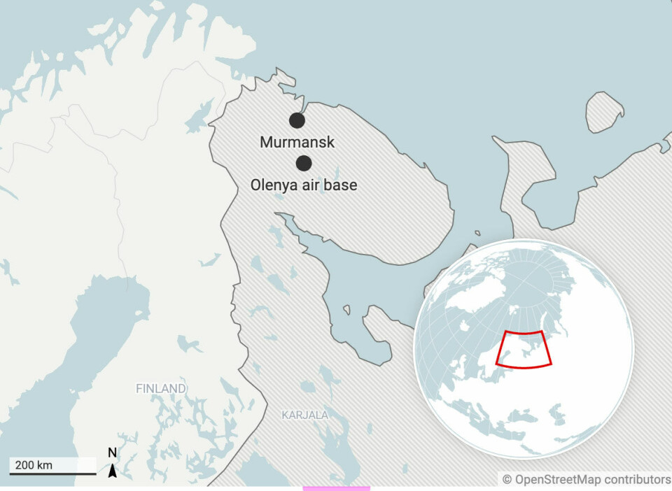Olenya airbase is located some 100 km south of Murmansk on the Kola Peninsula.