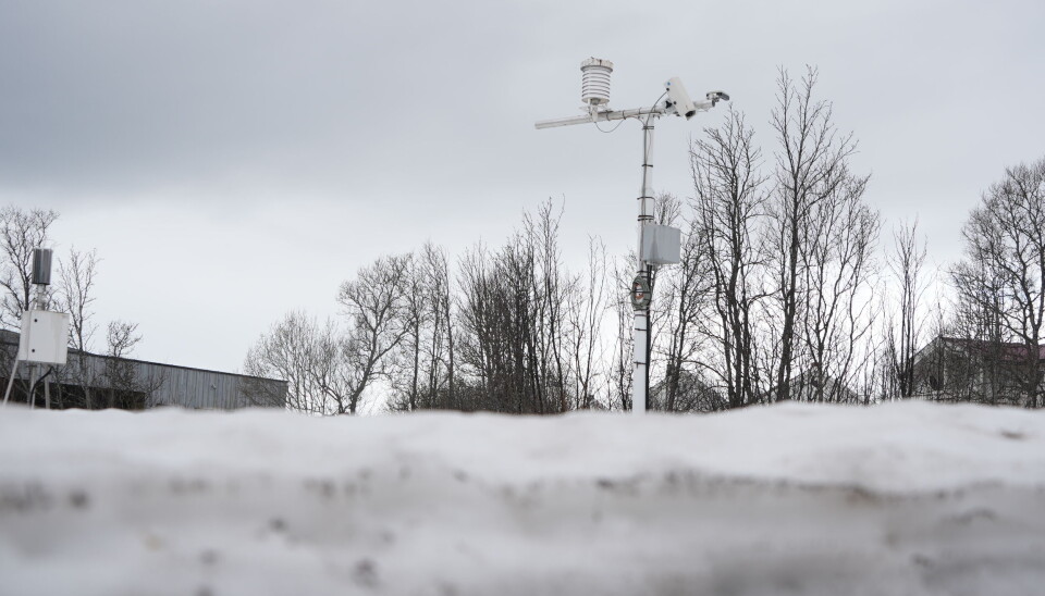 A laser device outside of MET office monitors the thickness of snow in Tromsø daily