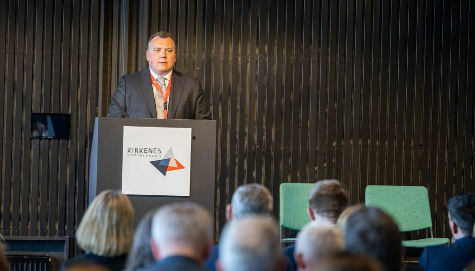 Ukrainian Ambassador to Norway Oleksiy Gavrysh speaks at the Kirkenes Conference.