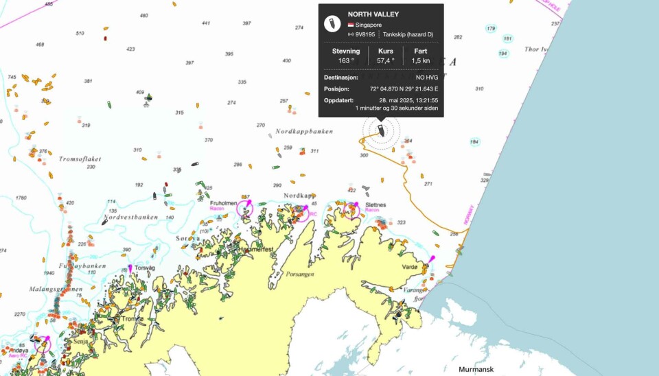 The North Valley zig-zagging in the Barents Sea in late May 2025.