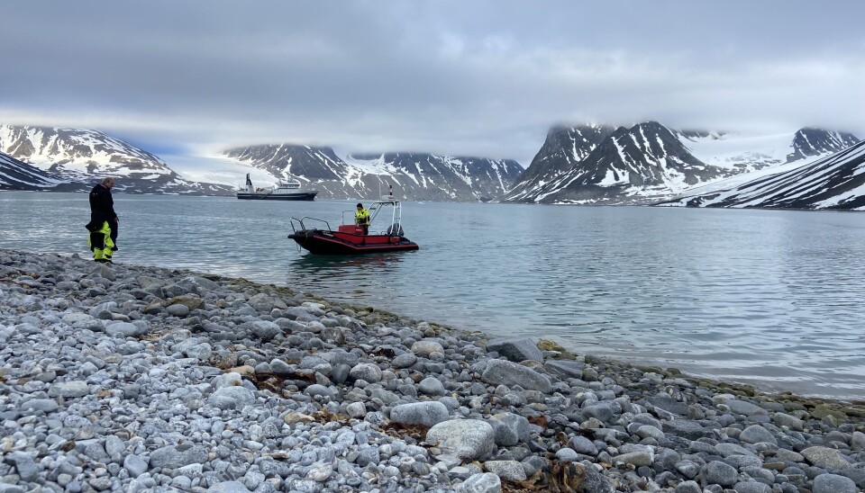 Researchers working north on Svalbard in the Norwegian Arctic.