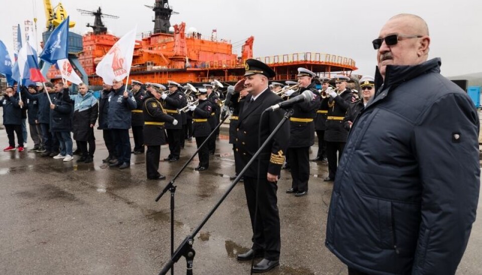 Vyacheslav Ruksha, Deputy Director General of the State Corporation Rosatom during the departure ceremony Icebreaker 50 let pobedy