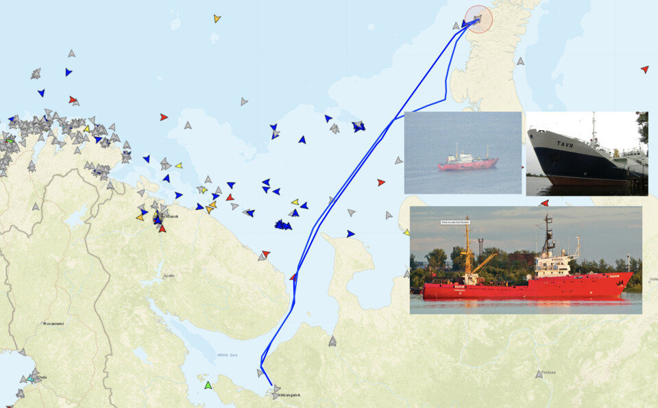 Three ships known for providing support to Rosatom's Pankovo test-site; the Bukhov, Petrogradskiy and Tavr have all sailed north with cargo from Arkhangelsk. Screenshot from July 10th.