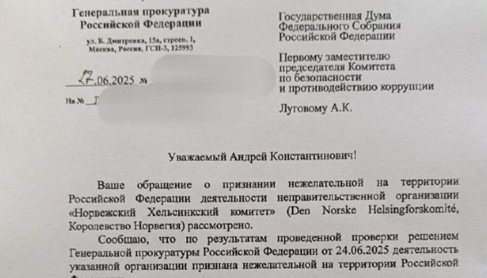 Norwegian Helsinki Committee listed as 'undesirable' on request of bestial murderer