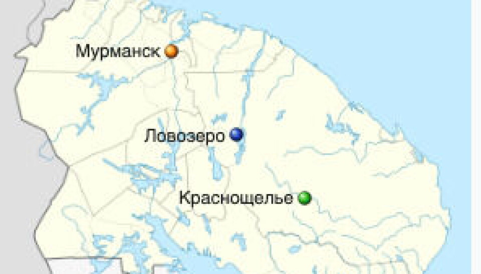 Краснощелье на карте Мурманской области Krasnoshchelye map