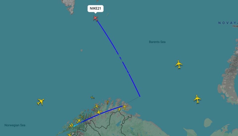 The P-8 Posidon route over the Barents Sea on July 23.