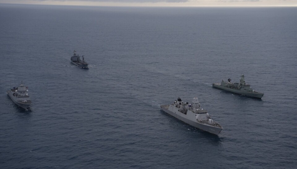 Led by the Dutch frigate De Ruyter, the group of warships also include the Norwegian frigate Thor Heyerdahl, the Portuguese frigate Bartolomeu Dias and the German navy tanker Rhön.