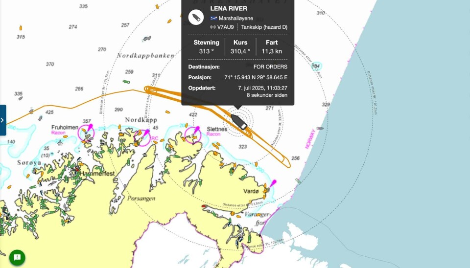 The Lena River in early July sailed in circles for two weeks in the Norwegian part of the Barents Sea.