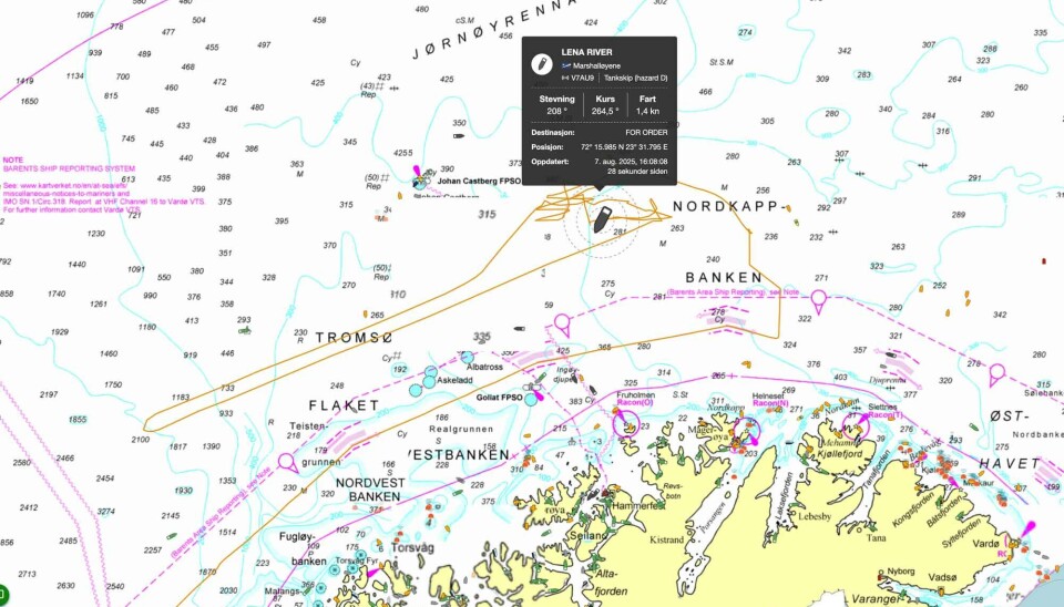 The Lena River returned to Norwegian part of Barents Sea in late July and has since sailed back-and-forth in the area.