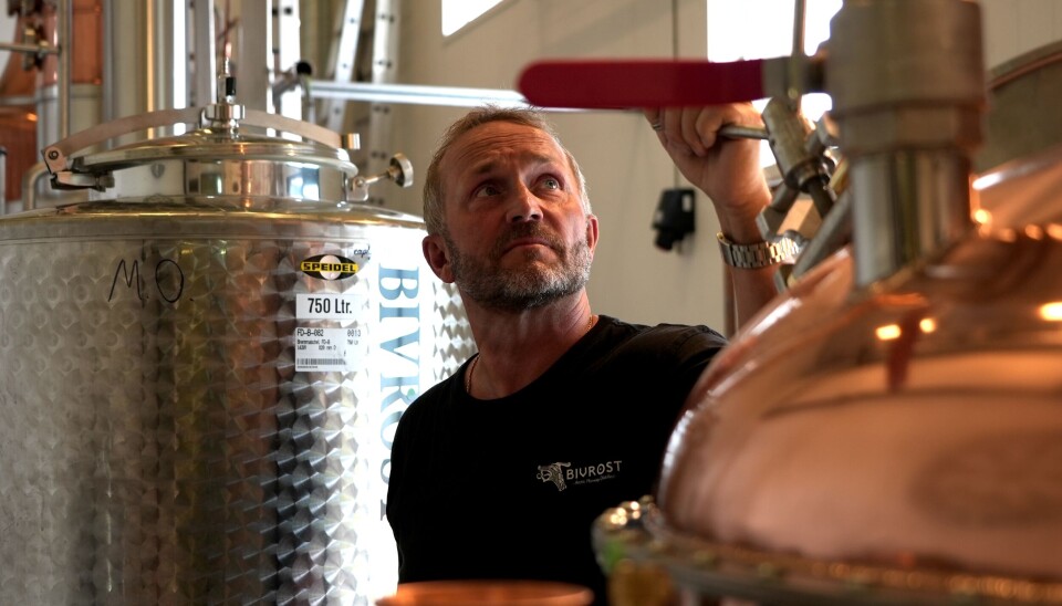 Tor Petter Christensen next to a still where gin is being distilled
