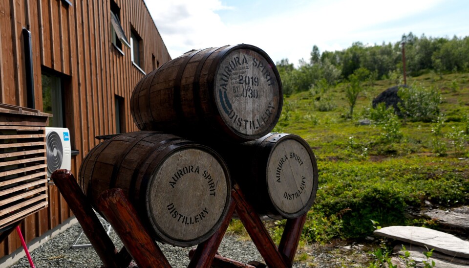 At the entrance to the distillery