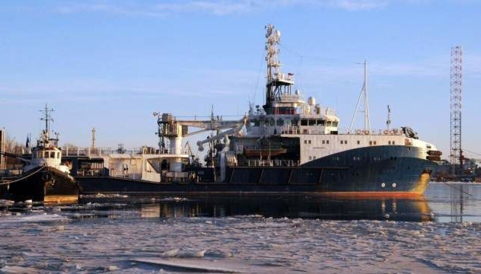 The Kapitan Ushakov at the Yaroslav shipyard before being tranfered to St. Petersburg.