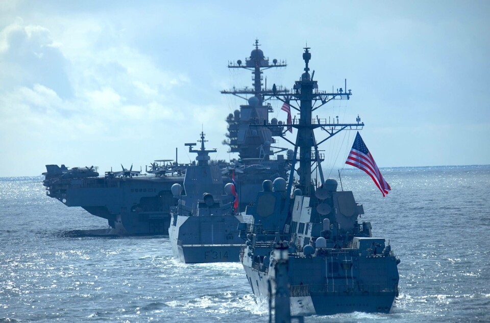 Earlier this week, the Norwegian frigate Thor Heyerdal sailed together with the U.S. aircraft carrier USS Gerald R. Ford along the west coast of Norway.