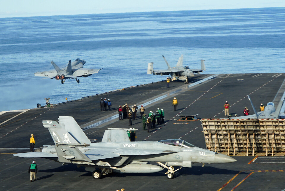 From the flight deck of USS Gerald R. Ford, squadron after squadron of F/A-18 figher jets took to the air on Wednesday from an undisclosed location in the North Sea. A few continued across Denmark into the northeastern part of the Baltic Sea, where Finnish Navy JTAC -teams assisted them to the targets.